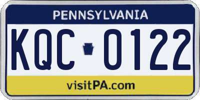 PA license plate KQC0122