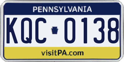 PA license plate KQC0138