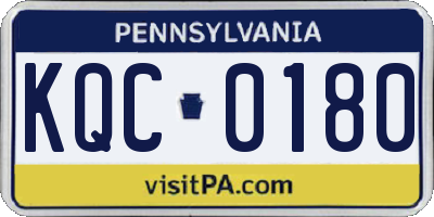 PA license plate KQC0180