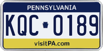 PA license plate KQC0189