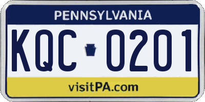 PA license plate KQC0201