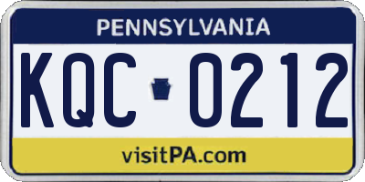 PA license plate KQC0212