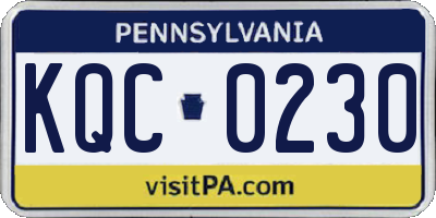 PA license plate KQC0230