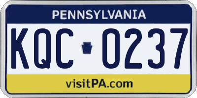 PA license plate KQC0237