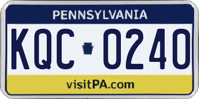 PA license plate KQC0240