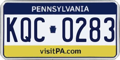 PA license plate KQC0283