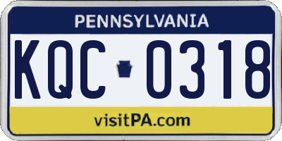 PA license plate KQC0318
