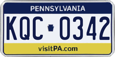 PA license plate KQC0342
