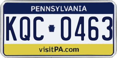 PA license plate KQC0463