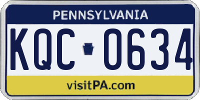 PA license plate KQC0634