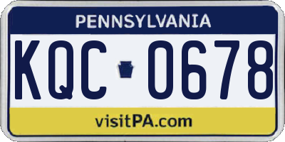 PA license plate KQC0678