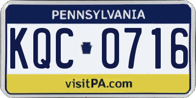 PA license plate KQC0716