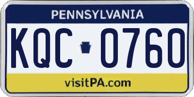 PA license plate KQC0760