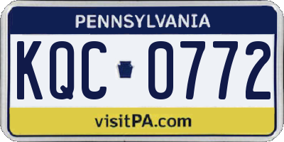 PA license plate KQC0772