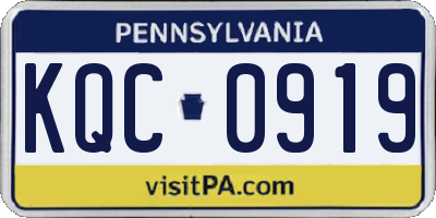 PA license plate KQC0919