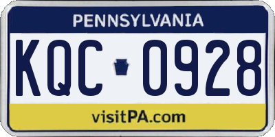 PA license plate KQC0928