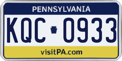 PA license plate KQC0933