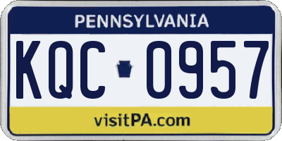 PA license plate KQC0957