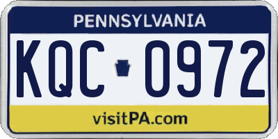 PA license plate KQC0972