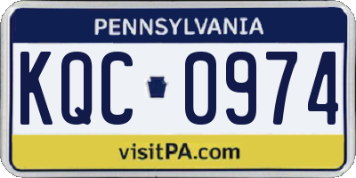 PA license plate KQC0974