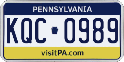 PA license plate KQC0989