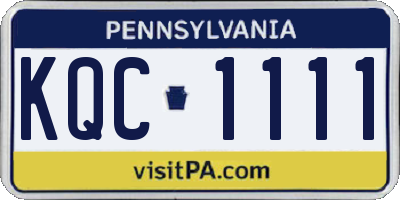 PA license plate KQC1111