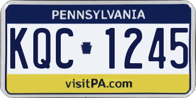 PA license plate KQC1245