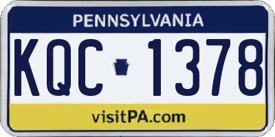 PA license plate KQC1378