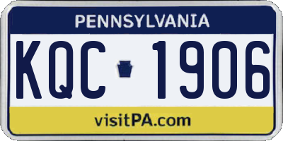 PA license plate KQC1906