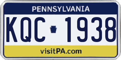 PA license plate KQC1938
