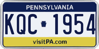 PA license plate KQC1954