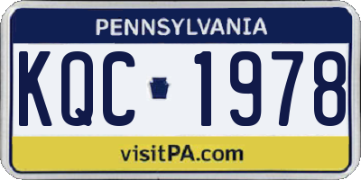 PA license plate KQC1978