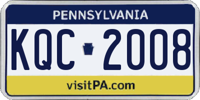 PA license plate KQC2008