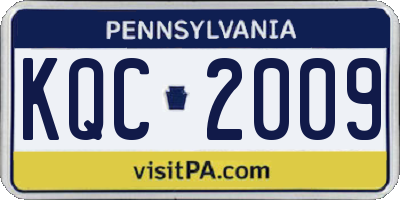 PA license plate KQC2009