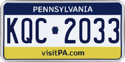 PA license plate KQC2033