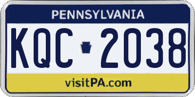 PA license plate KQC2038