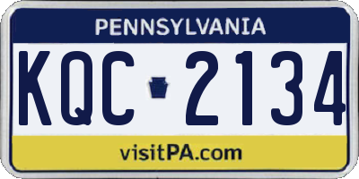 PA license plate KQC2134