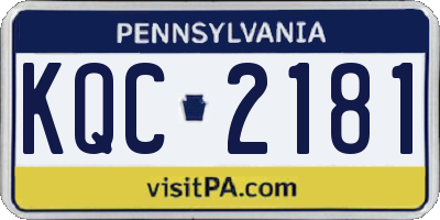 PA license plate KQC2181