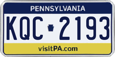 PA license plate KQC2193