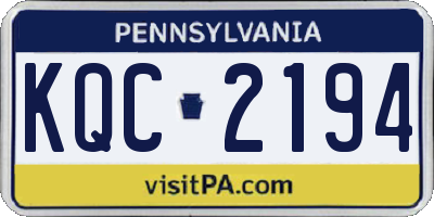 PA license plate KQC2194