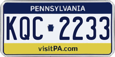 PA license plate KQC2233