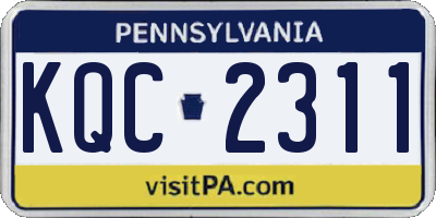 PA license plate KQC2311