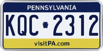 PA license plate KQC2312