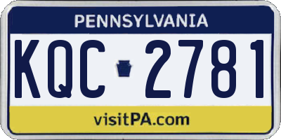 PA license plate KQC2781