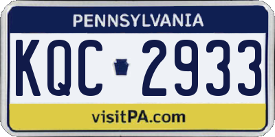 PA license plate KQC2933