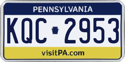 PA license plate KQC2953