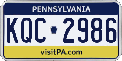 PA license plate KQC2986