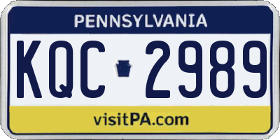 PA license plate KQC2989