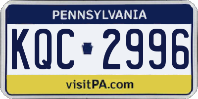 PA license plate KQC2996