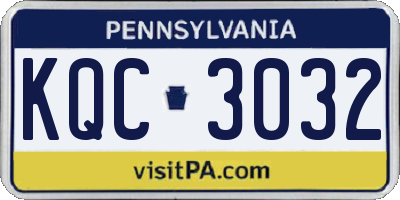 PA license plate KQC3032